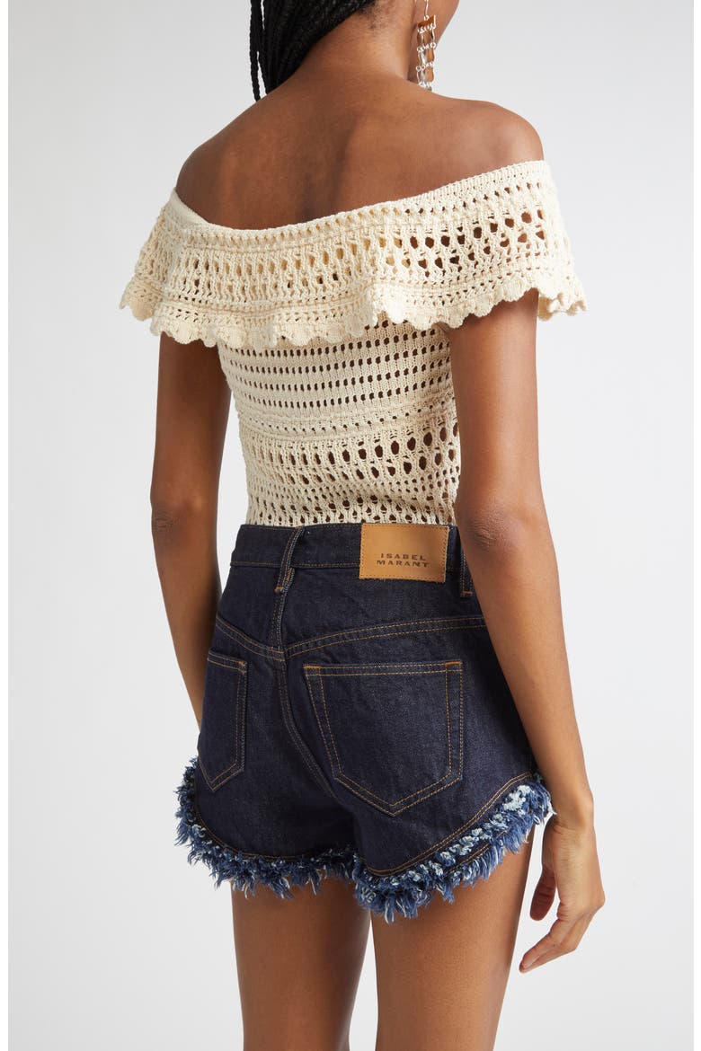 Zaelle Off the Shoulder Crochet Top, Alternate, color, ECRU