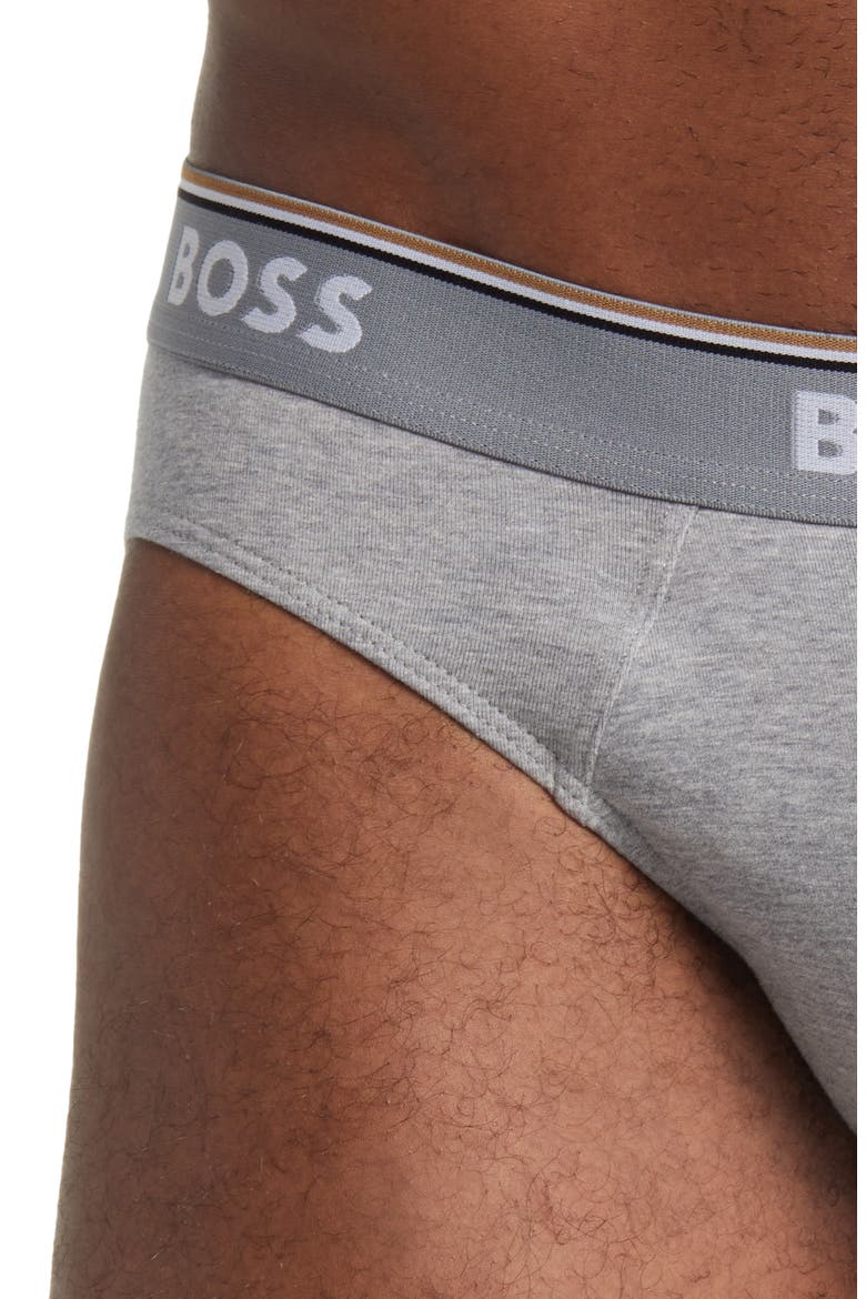 Assorted 3-Pack Power Cotton Stretch Jersey Briefs, Alternate, color, WHITE/ BLACK/ GREY