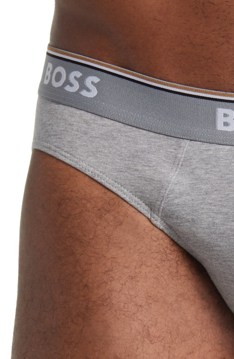 BOSS Assorted 3-Pack Power Cotton Stretch Jersey Briefs, Alternate, color, White/ Black/ Grey