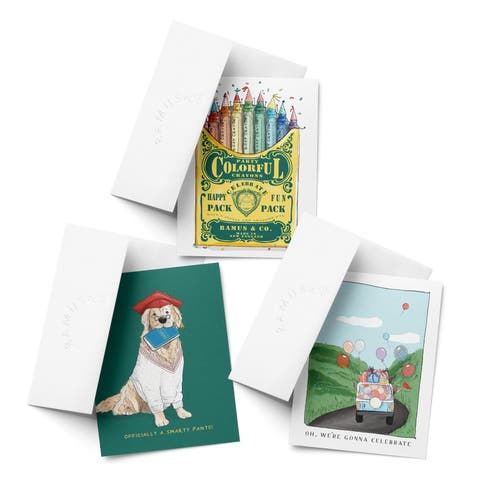 Celebration/Graduation Greeting Card Pack Sets (3 ct, Assorted) Party Crayons, Smarty Pants Golden Grad, Oh, We
re Gonna Celebrate