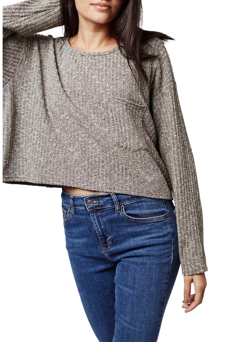 Ribbed Crop Top, Main, color, OLIVE