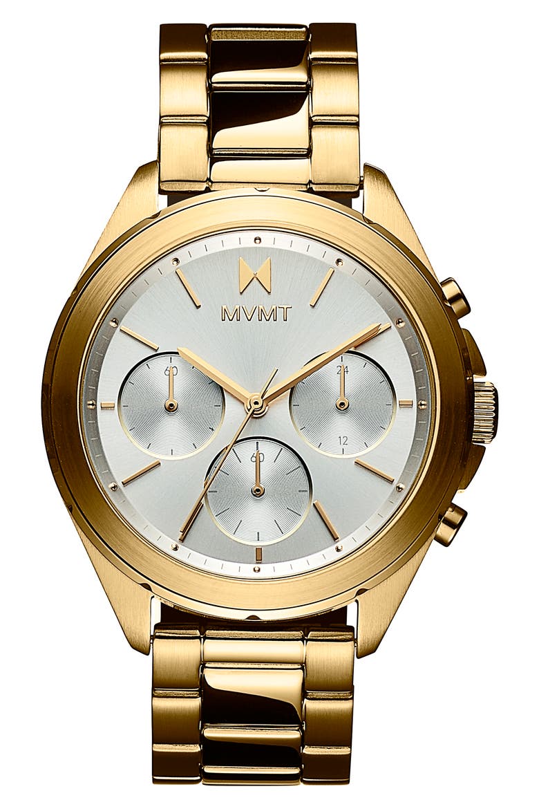 MVMT Getaway Chronograph Bracelet Watch, 38mm, Main, color, YELLOW GOLD