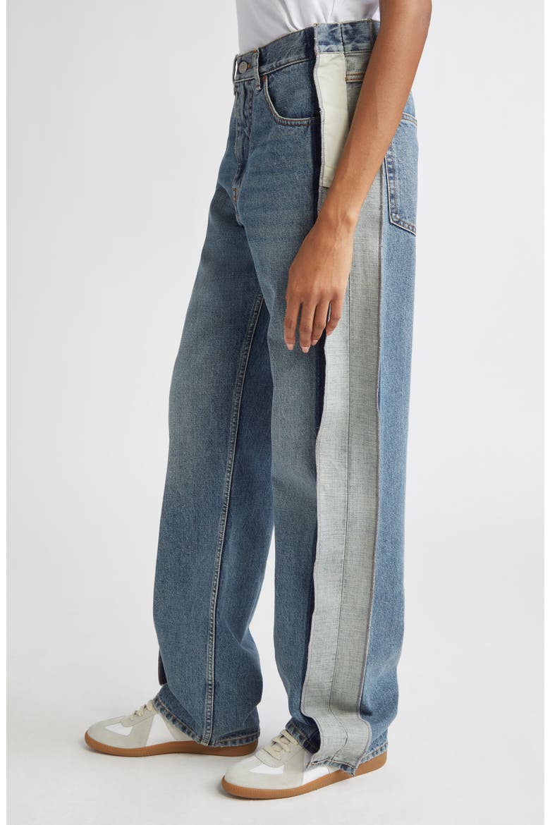 Deconstructed Straight Leg Jeans, Alternate, color, BLUE