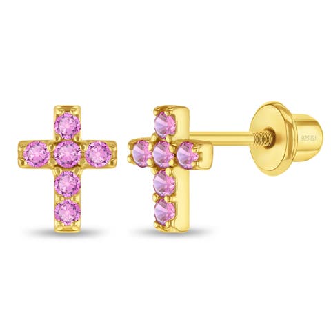 Cubic Zirconia Cross Earrings
