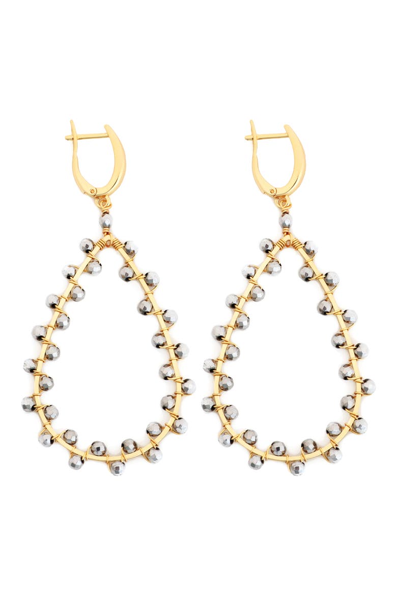 Beaded Teardrop Earrings, Main, color, HEMATITE