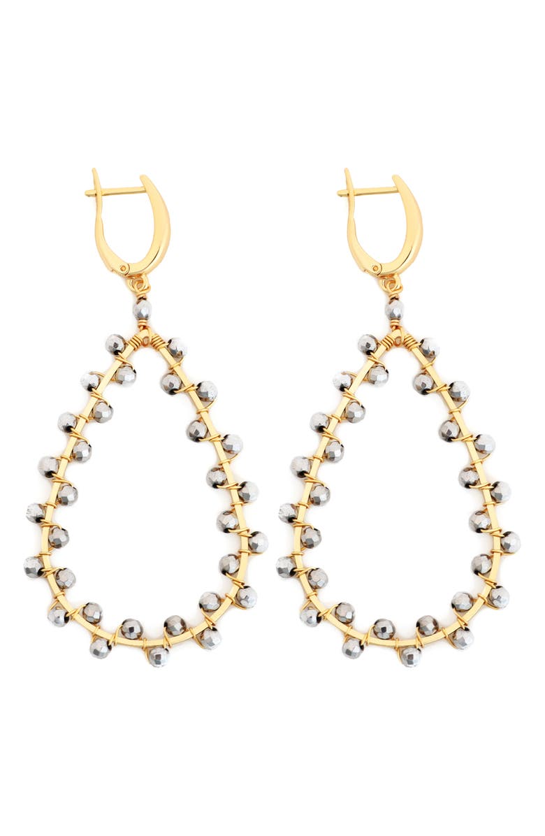 Panacea Beaded Teardrop Earrings, Main, color, Hematite