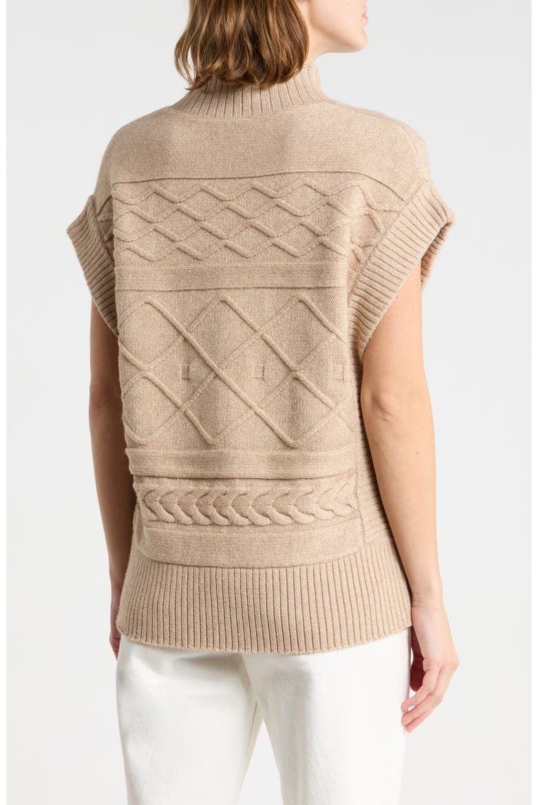 Mock Neck Cable Knit Vest, Alternate, color, DARK SESAME