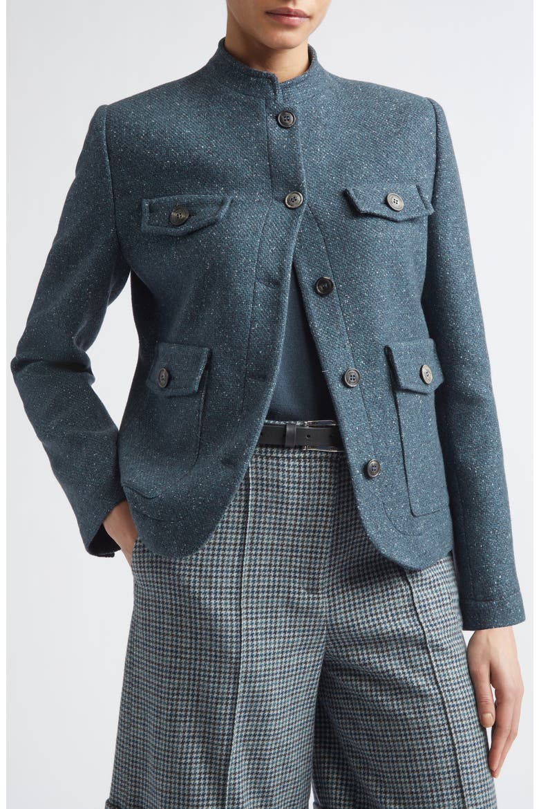 Cashmere & Silk Field Jacket, Alternate, color, 178 DARK JADE