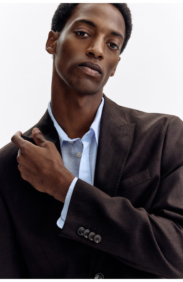 H&M Regular Fit Linen-blend Jacket, Alternate, color, 