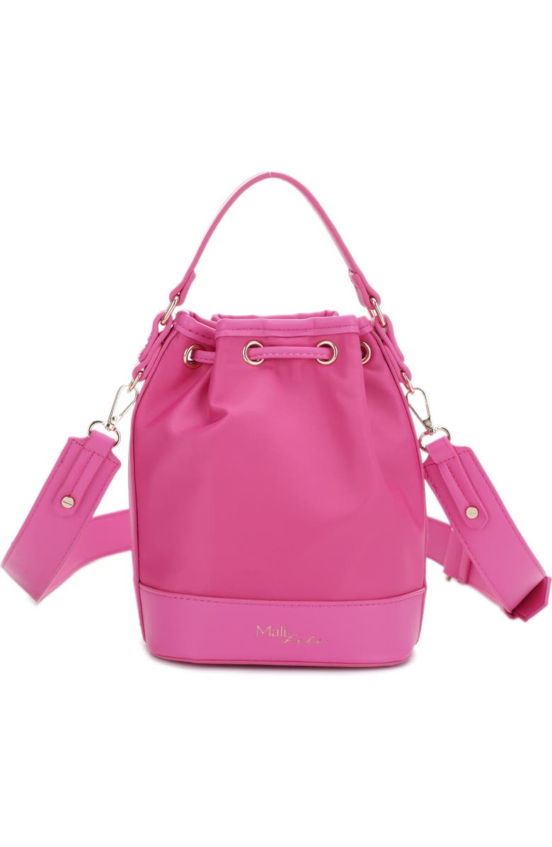 Mali + Lili Ella Nylon & Vegan Leather Bucket Bag, Alternate, color, Fuchsia