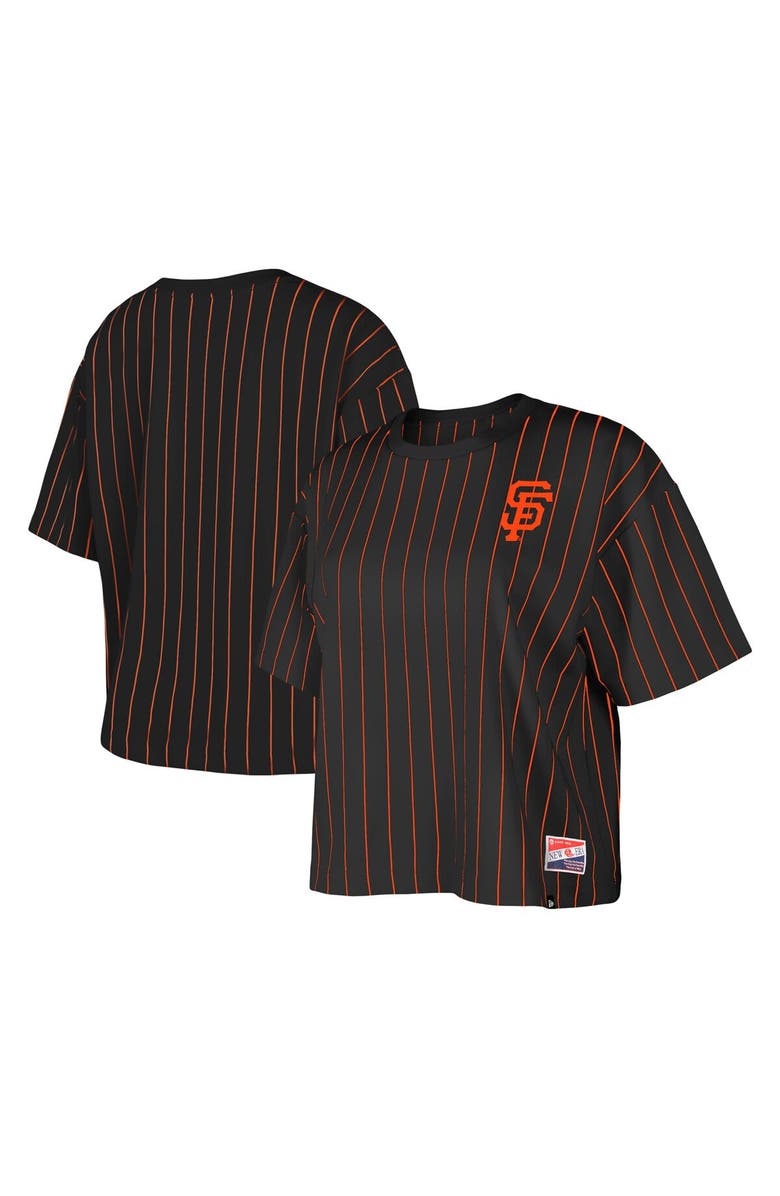 New Era Women's New Era Black San Francisco Giants Boxy Pinstripe T-Shirt, Main, color, Black