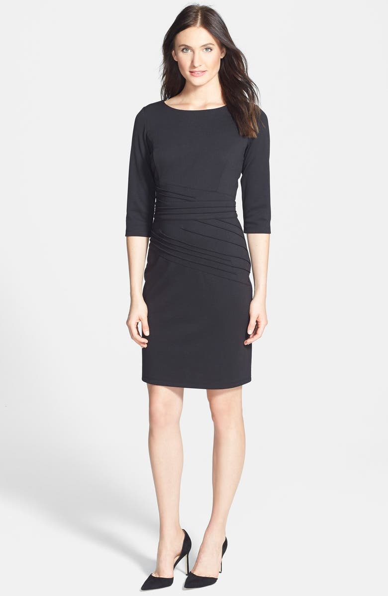 Ellen Tracy Pintuck Ponte Sheath Dress, Alternate, color, 