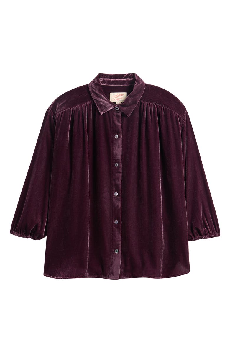 Marine Layer Bella Oversize Velvet Button-Up Shirt, Alternate, color, Fig