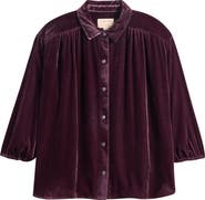 Marine Layer Bella Oversize Velvet Button-Up Shirt