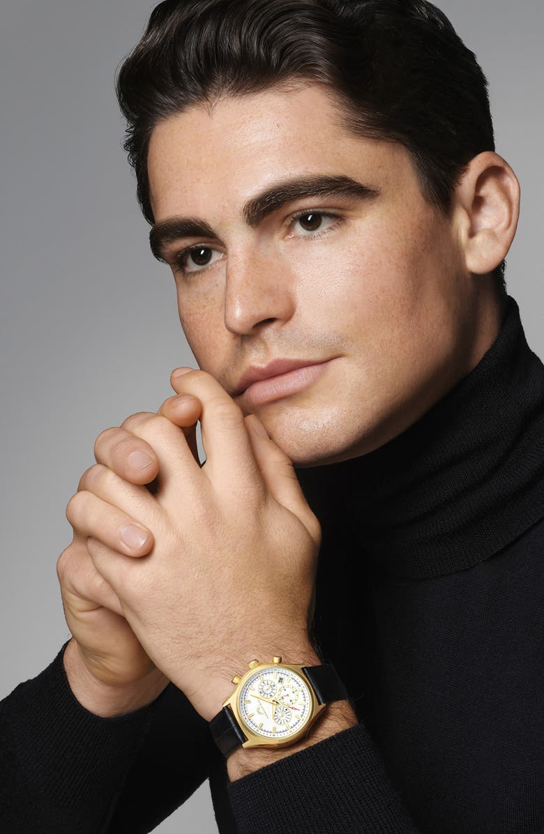 PORSAMO BLEU Men's Dylan Miyota Quartz Croc Embossed Leather Strap Watch, 41mm, Alternate, color, 