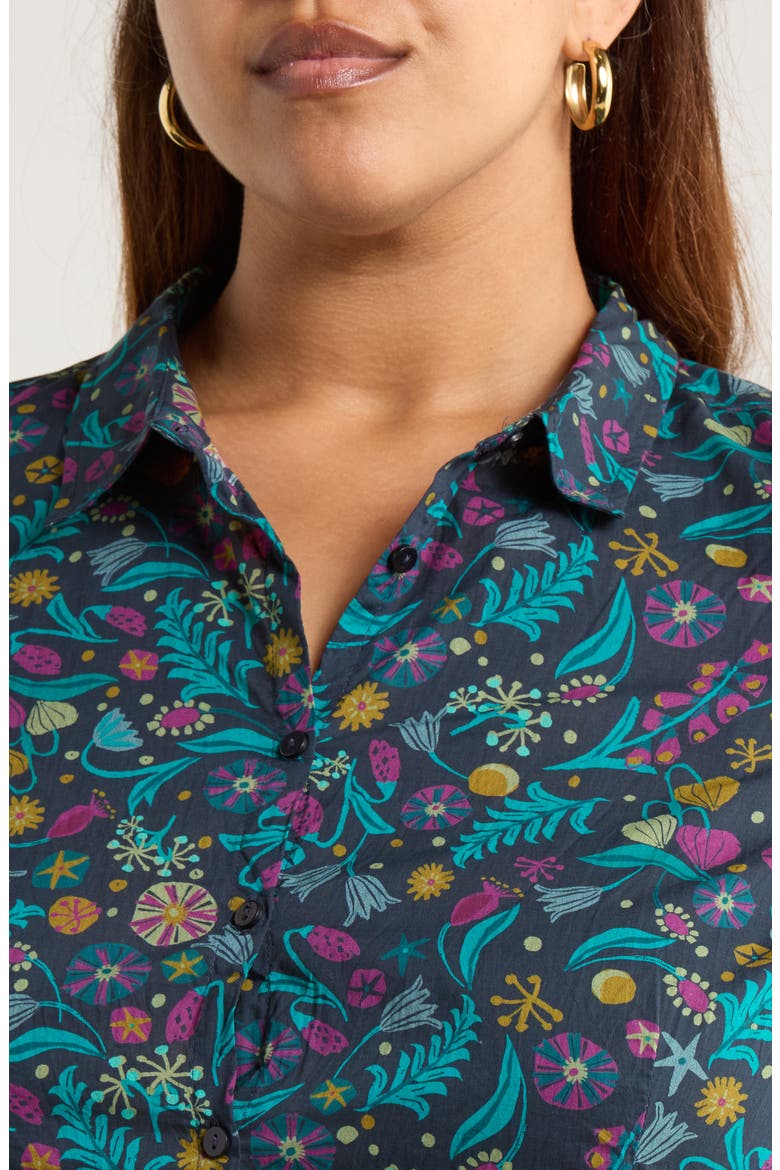Larissa Printed Organic Cotton Button-Up Shirt, Alternate, color, ILLUMINATED GARDEN ONYX