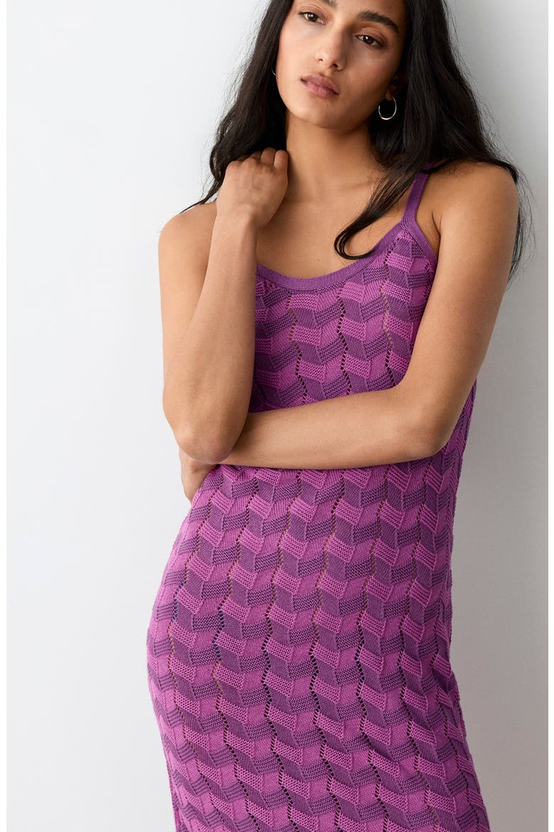 Openwork Diamond Knit Dress, Alternate, color, PURPLE