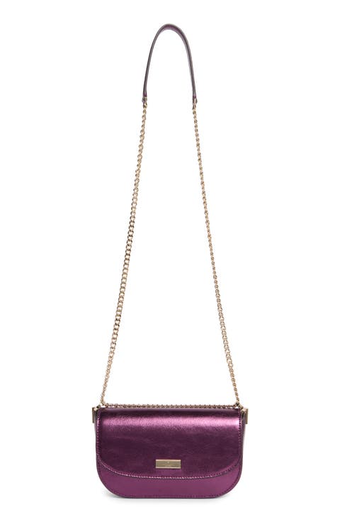 krista metallic chain flap crossbody bag