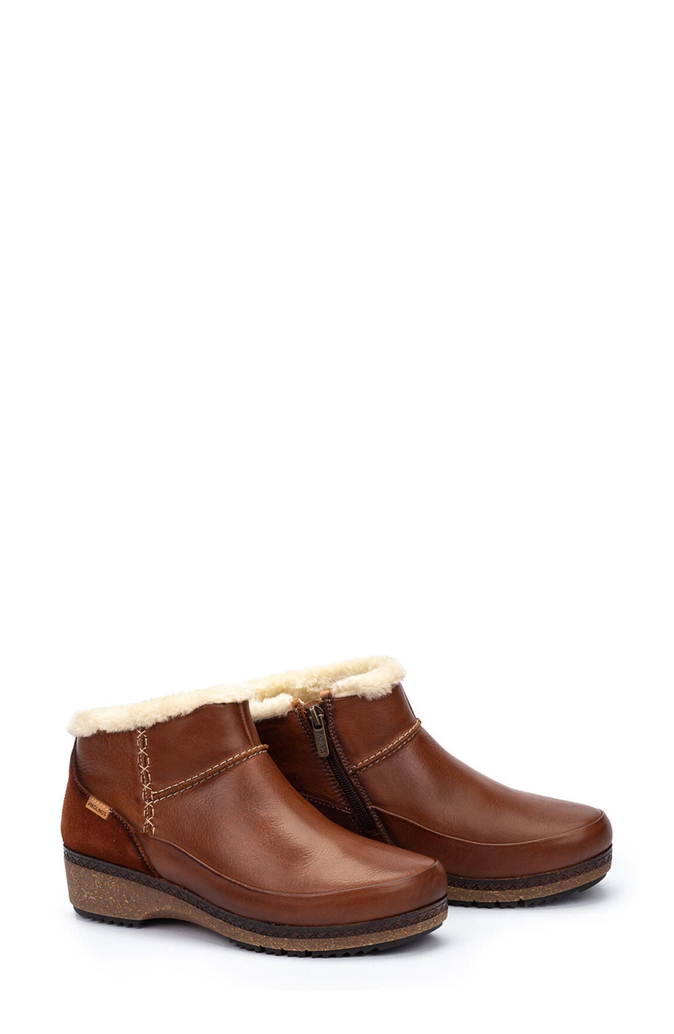 PIKOLINOS Granada Faux Fur Bootie, Alternate, color, Cuero