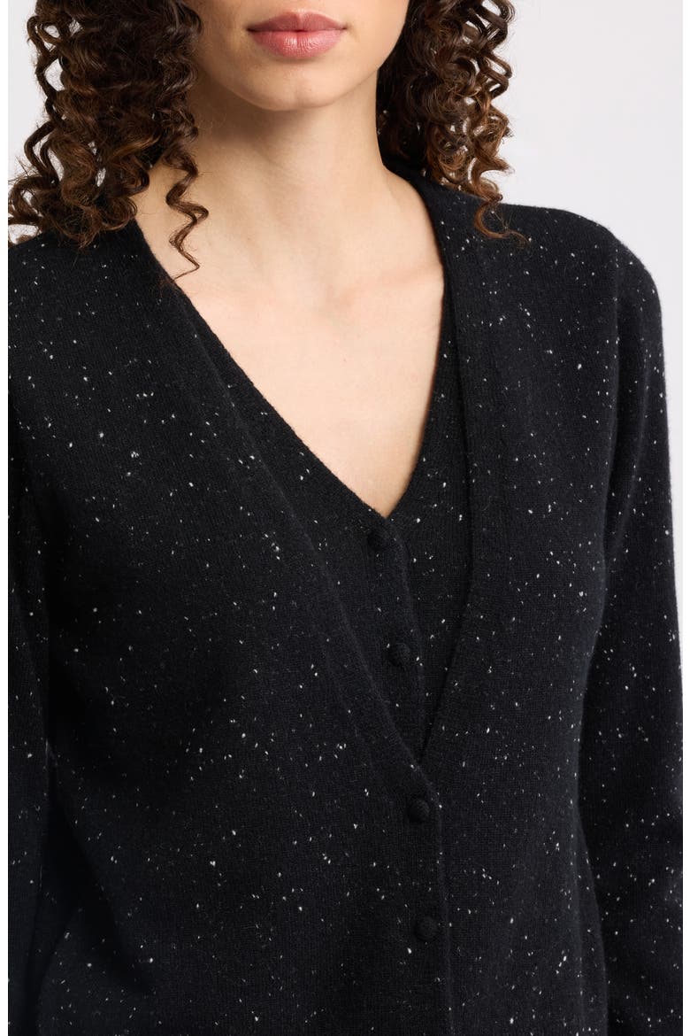 Heather V-Neck Cashmere Sweater, Alternate, color, HEATHER BLACK