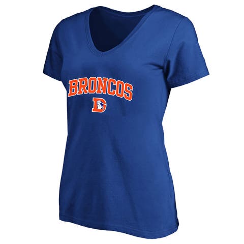 Women's Fanatics Royal Denver Broncos Plus Size Arch Over Logo V-Neck T-Shirt