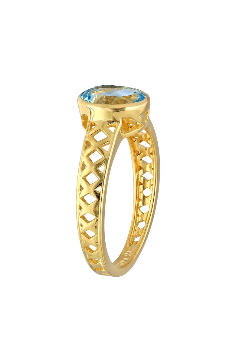 YS GEMS 18K Gold Plated Oval Blue Topaz Ring, Alternate, color,