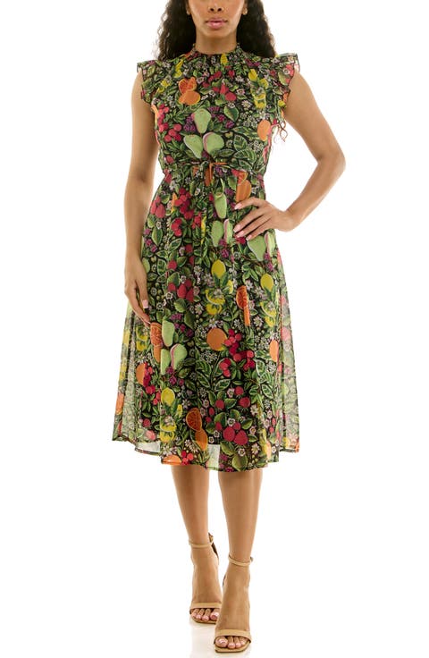 Smock Chiffon Midi Dress