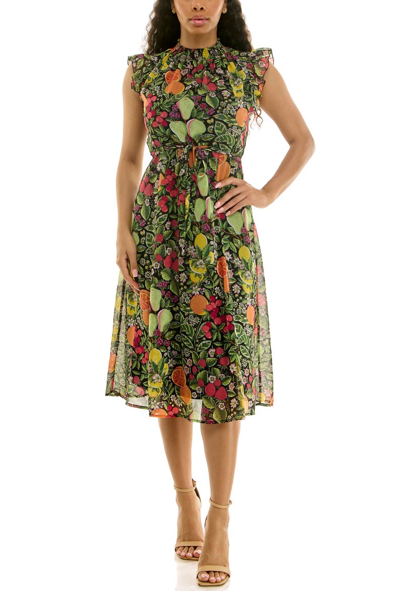chiffon color dress midi Women's Bohemian Purple Floral 57 Bust Alexia Admor Women's Suri Mockneck