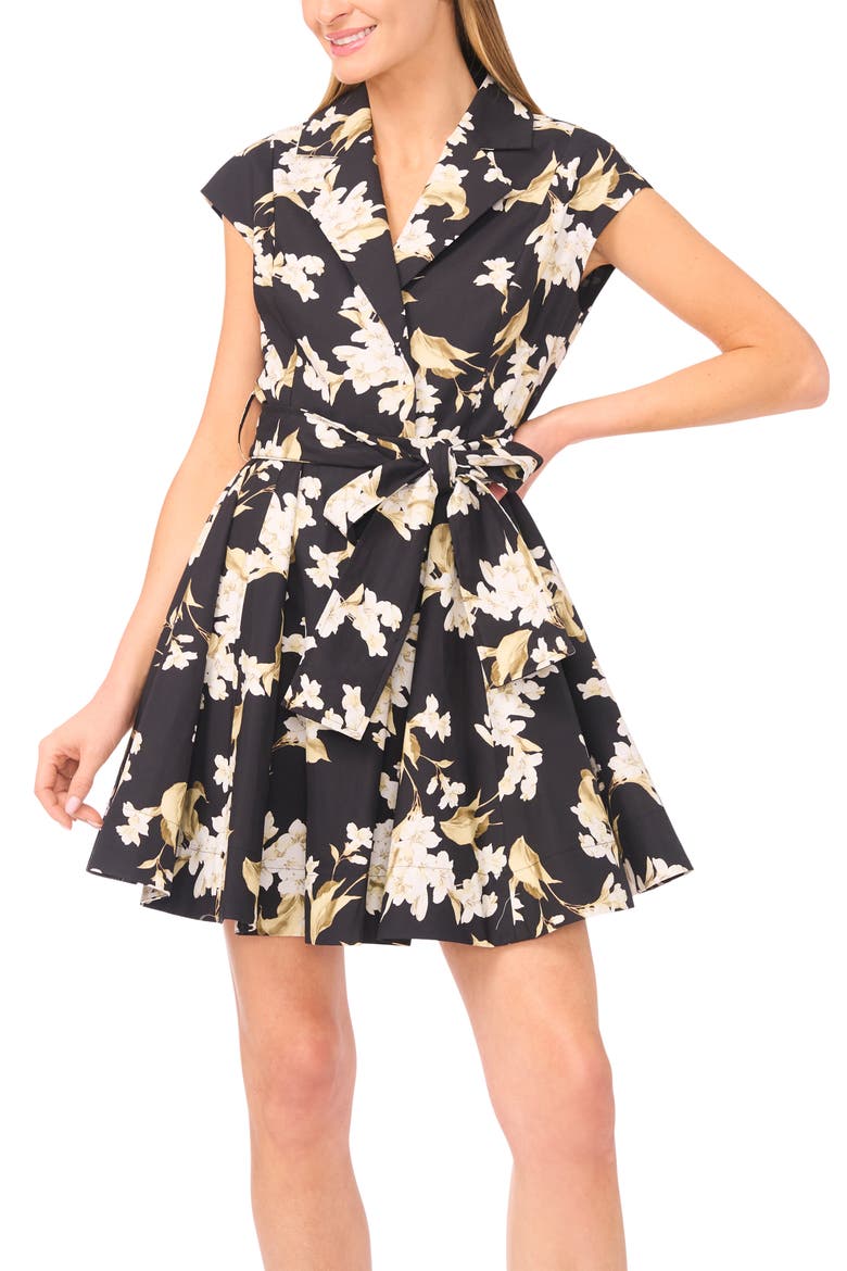Adalyn Floral Cotton Minidress, Alternate, color, RICH BLACK