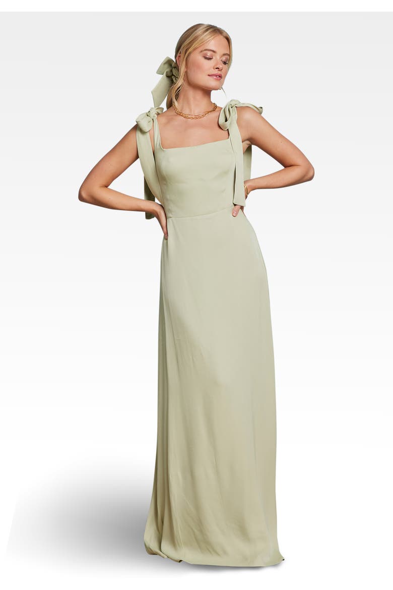 Allegra Tie Shoulder Bridesmaid Dress, Main, color, Sage Green