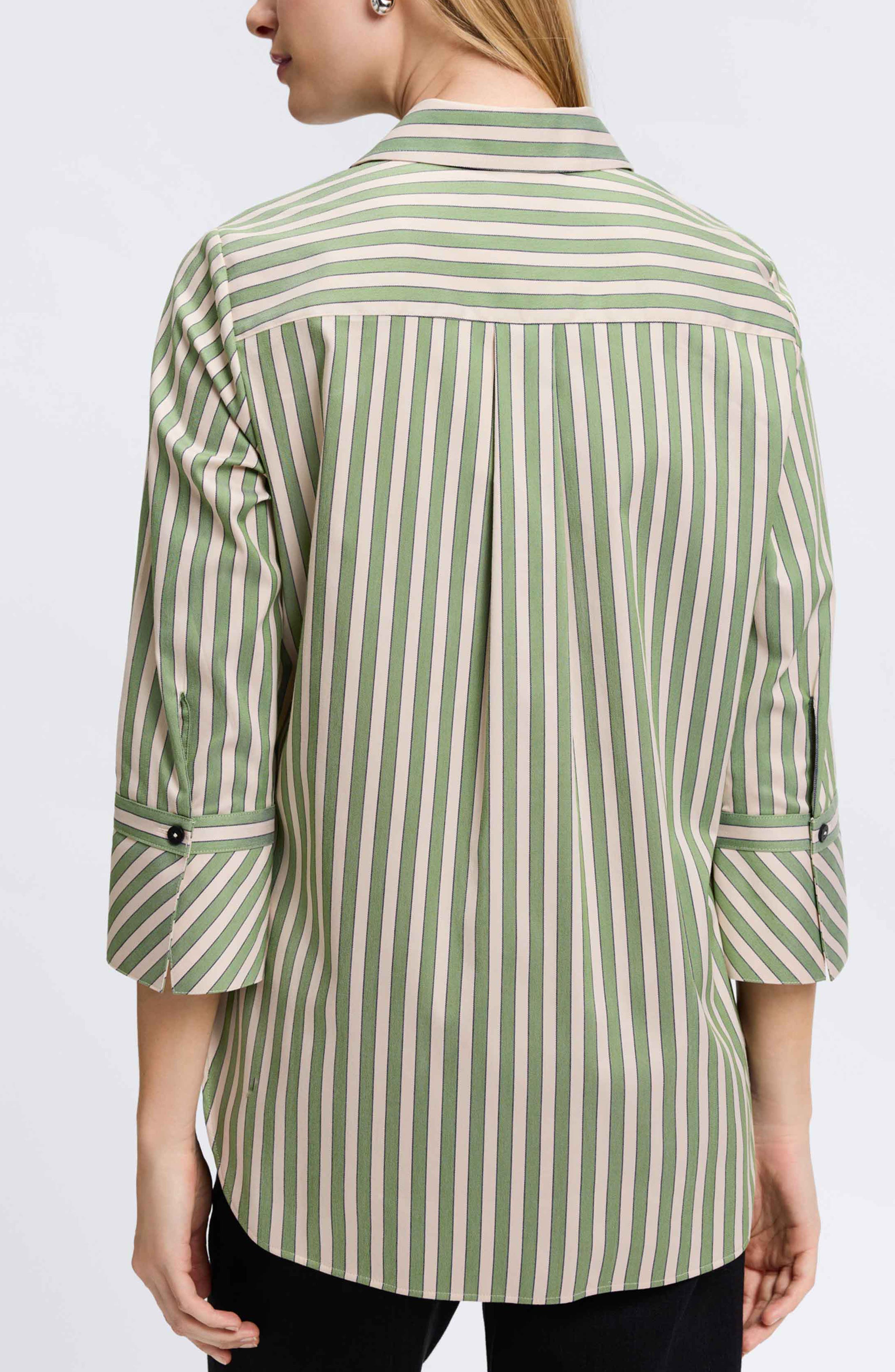 Madison Stripe Stretch Cotton Blend Top - image 4