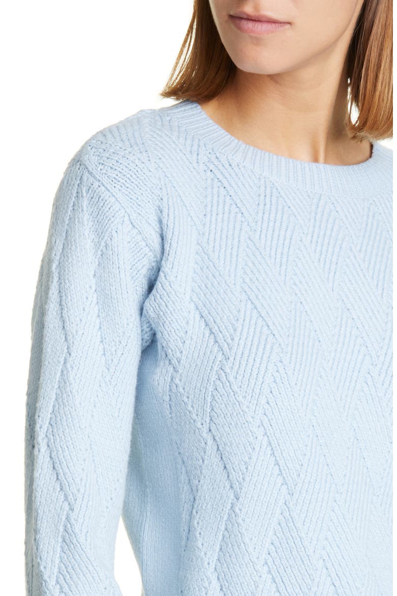 Diamond Stitch Crewneck Sweater, Alternate, color, BLUE