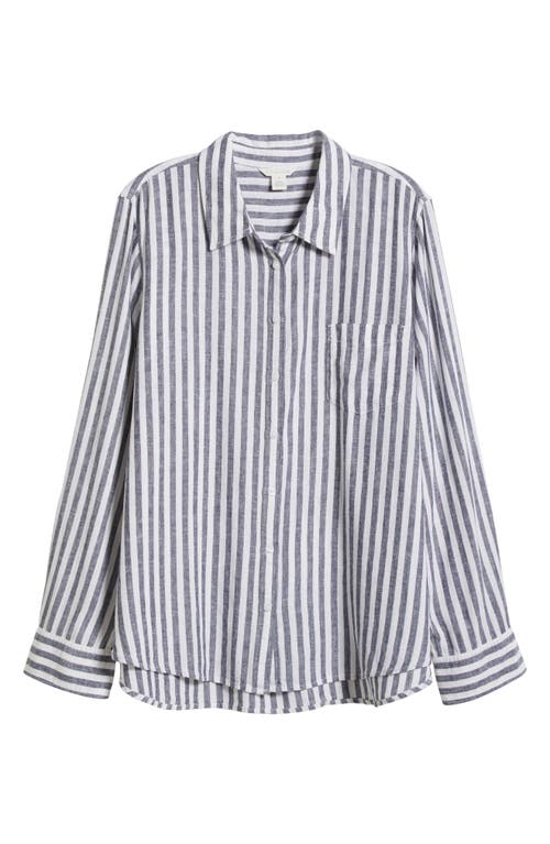 Caslonr Caslon(r) Stripe Linen Blend Button-up Shirt In Navy Blazer Katie Stripe