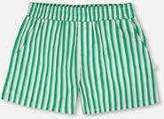 Deux par Deux Elastic Waist Slant Pockets Striped Shorts
