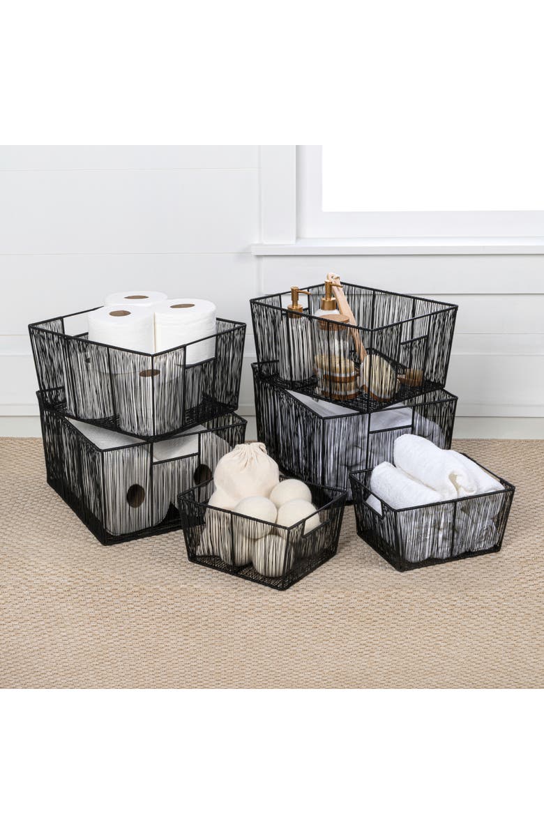 HAPPIMESS Sutton Modern Glam Handmade Wire Metal Nesting Storage Baskets, Alternate, color, Black