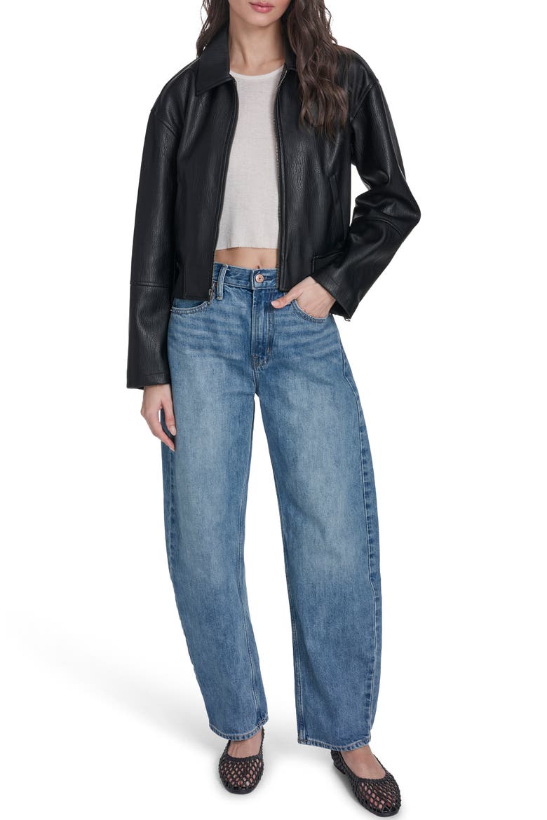 Faux Leather Bomber Jacket, Alternate, color, BLK BLACK