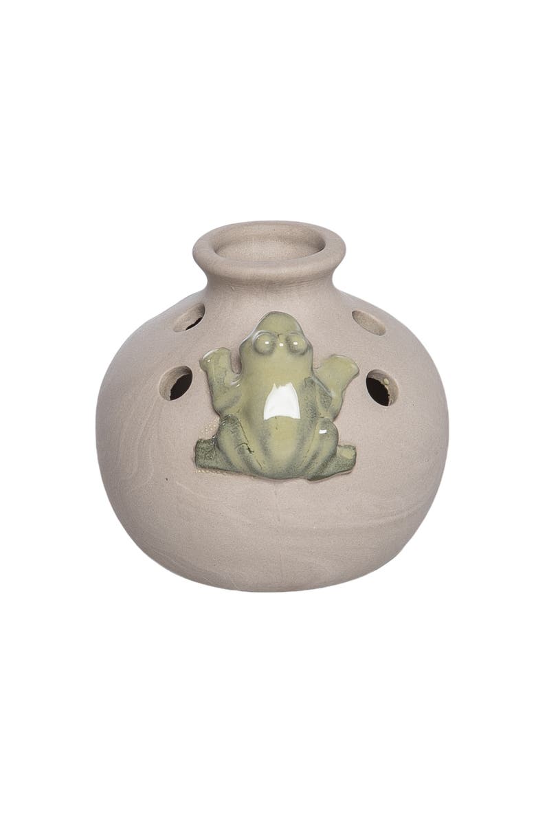 Transpac Ceramic Vase with Frog Small Multicolored for Floral Display and Home Decor, Alternate, color, Multicolored