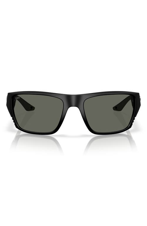 Costa Del Mar Finlet 59mm Polarized Rectangular Sunglasses In Matte Black/gray 580g