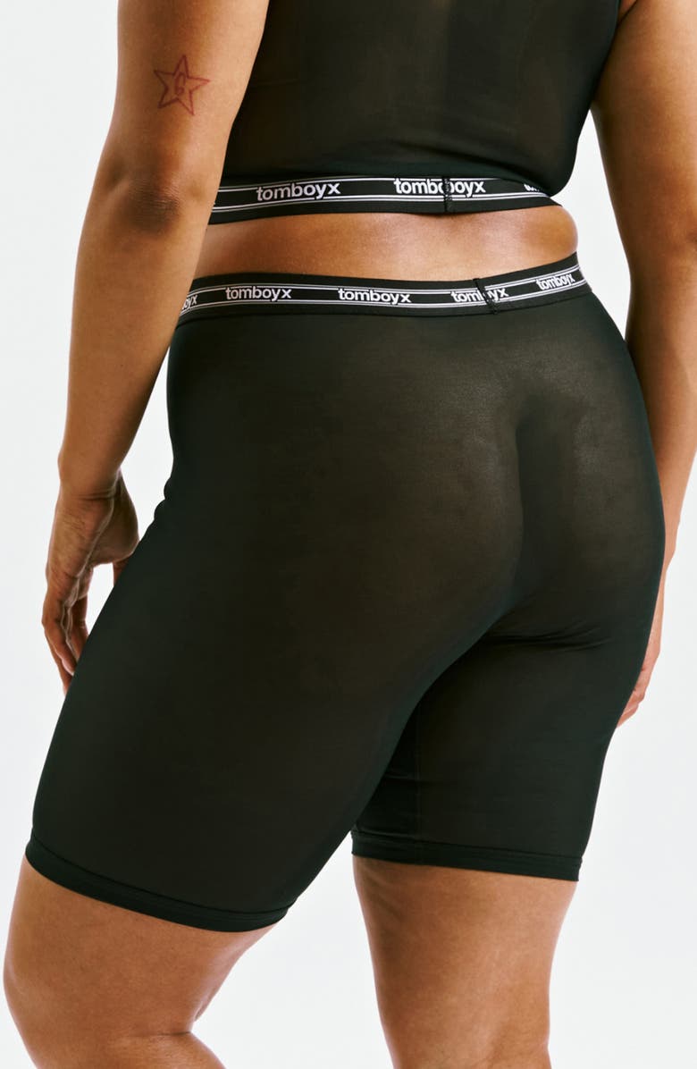 TomboyX Powermesh 9-Inch Bower Briefs, Alternate, color, Black
