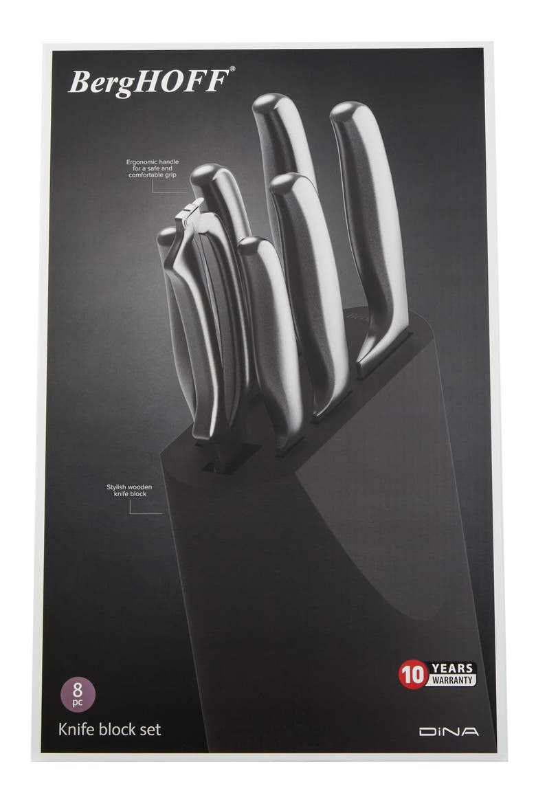 Dina Frame 8-Piece Knife Block, Alternate, color, BLACK/ SILVER