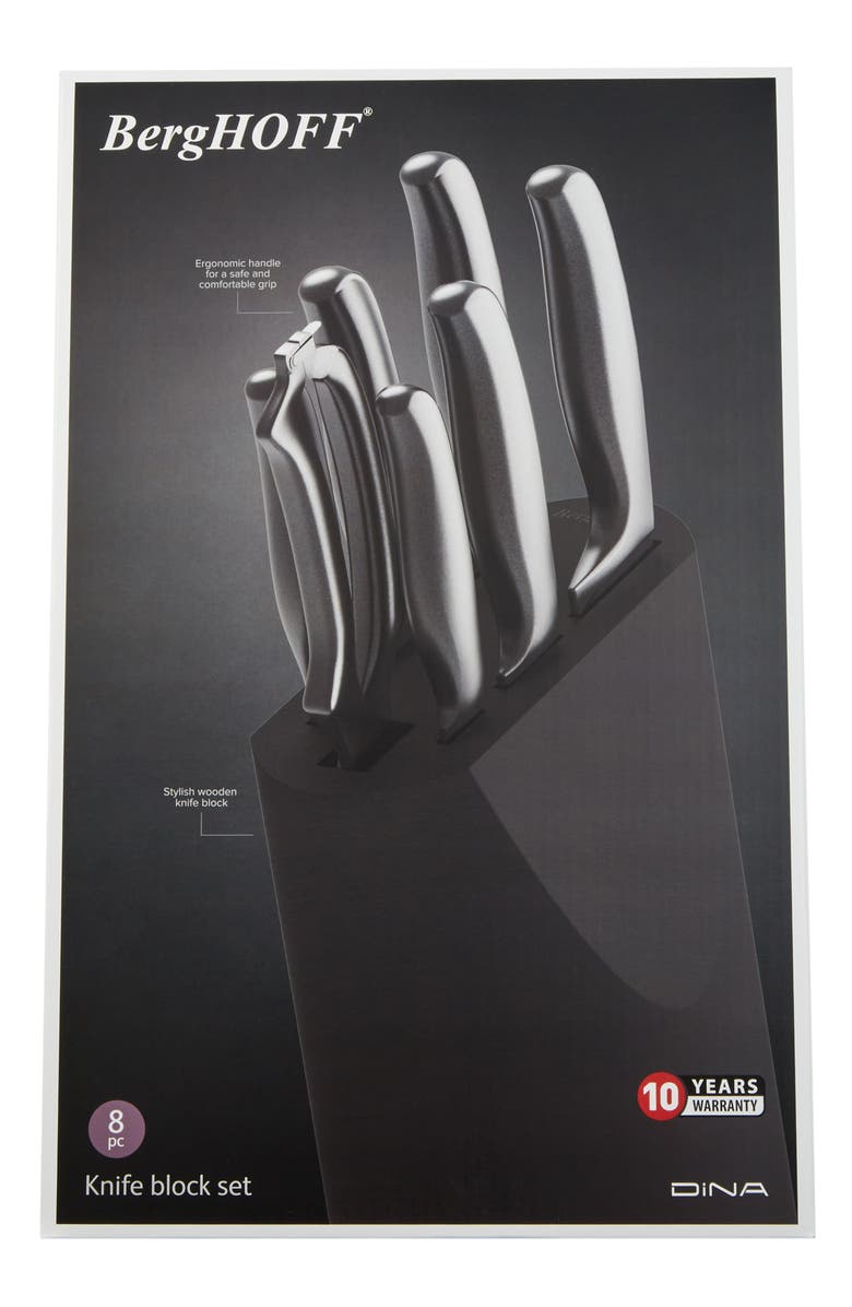 BergHOFF Dina Frame 8-Piece Knife Block, Alternate, color, Black/ Silver