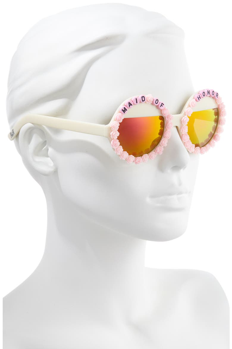 Maid Of Honor Round Sunglasses, Alternate, color, PINK/ ORANGE MIRRORED
