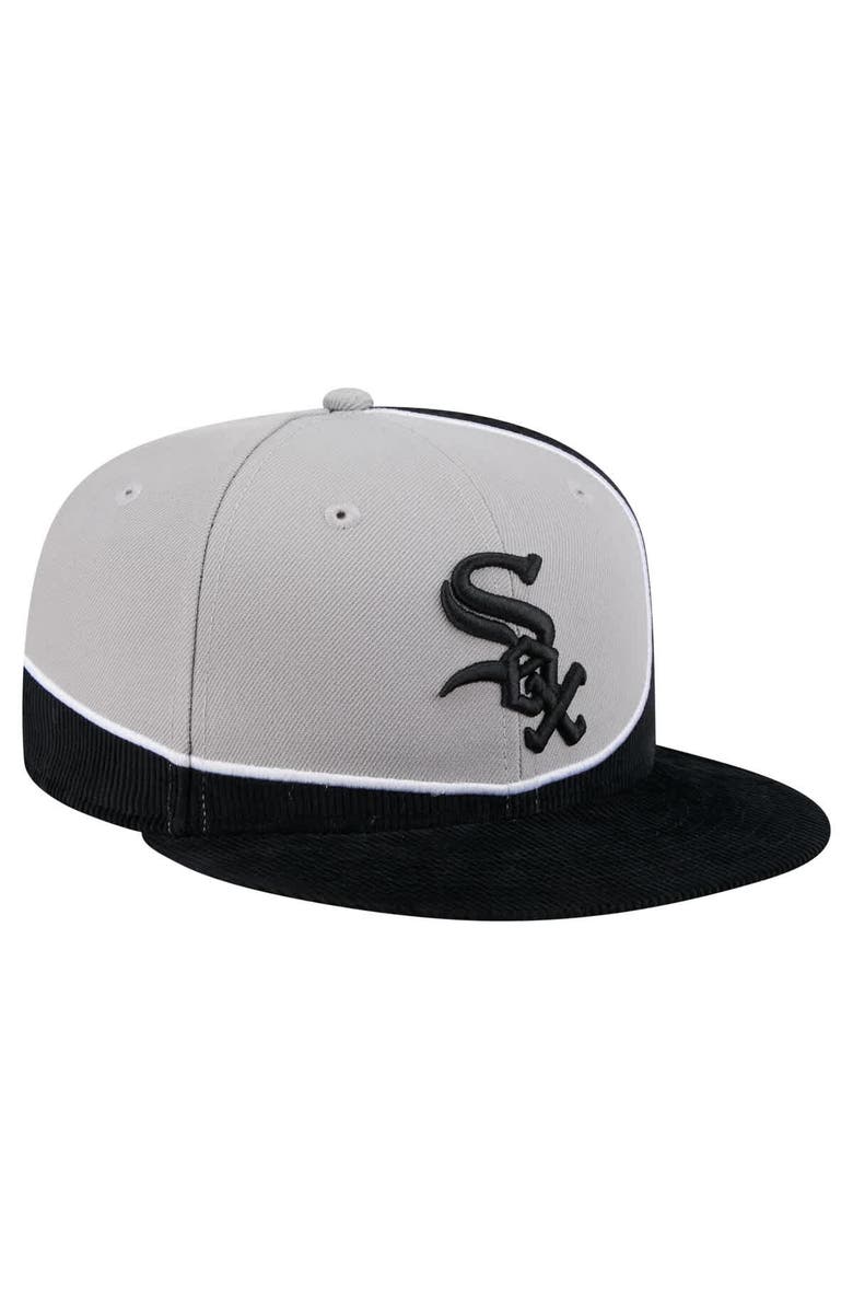 New Era Men's New Era Black/Gray Chicago White Sox Retro Split Corduroy Snapback Hat, Alternate, color, Black