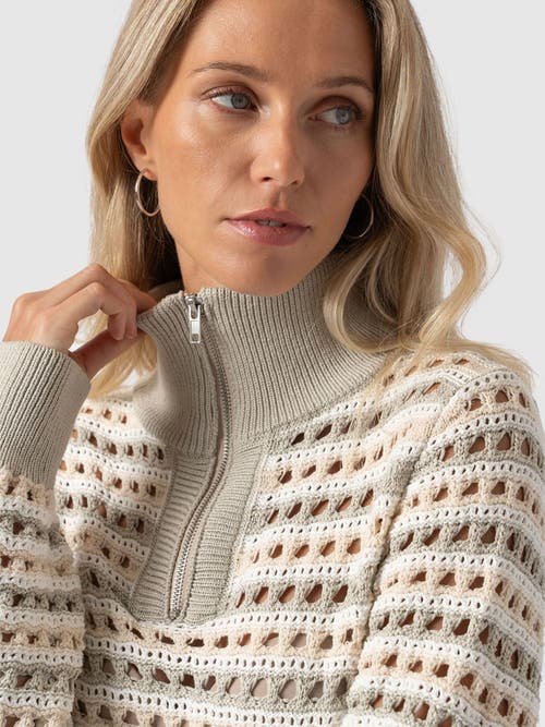Saint + Sofia Ester Quarter Zip Knit In Multi
