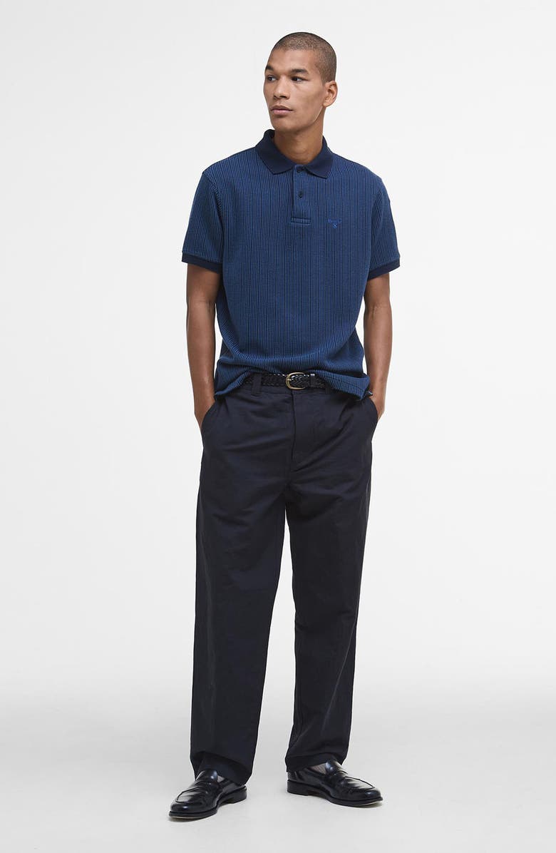 Barbour Harworth Textured Stripe Cotton Polo, Alternate, color, Navy