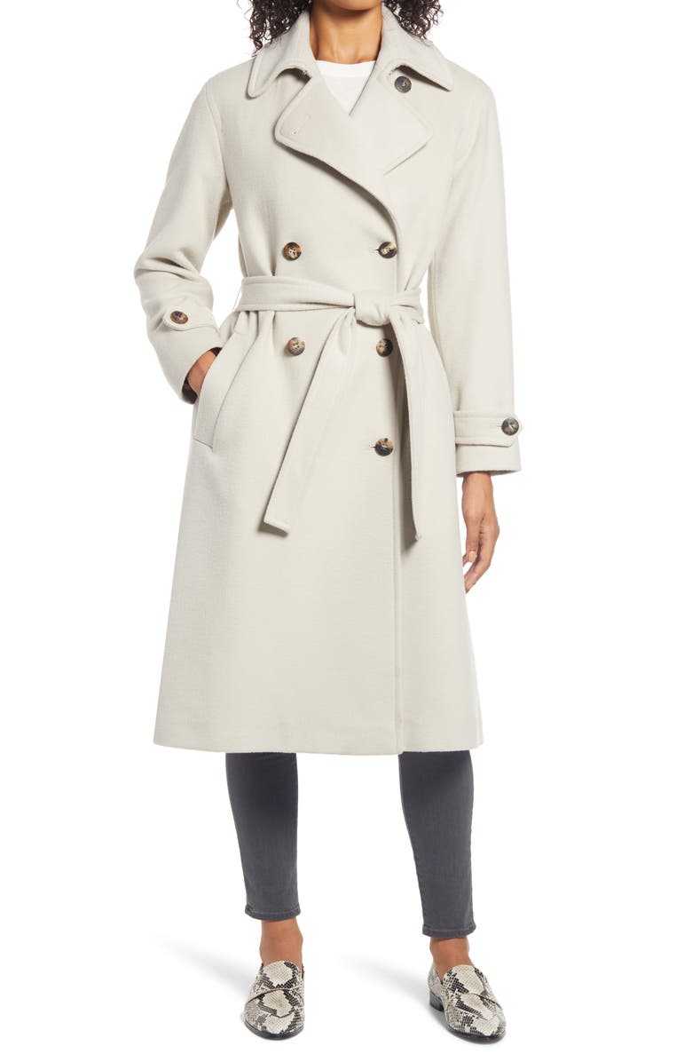 Fleurette Wool Double Breasted Trench Coat, Main, color, 