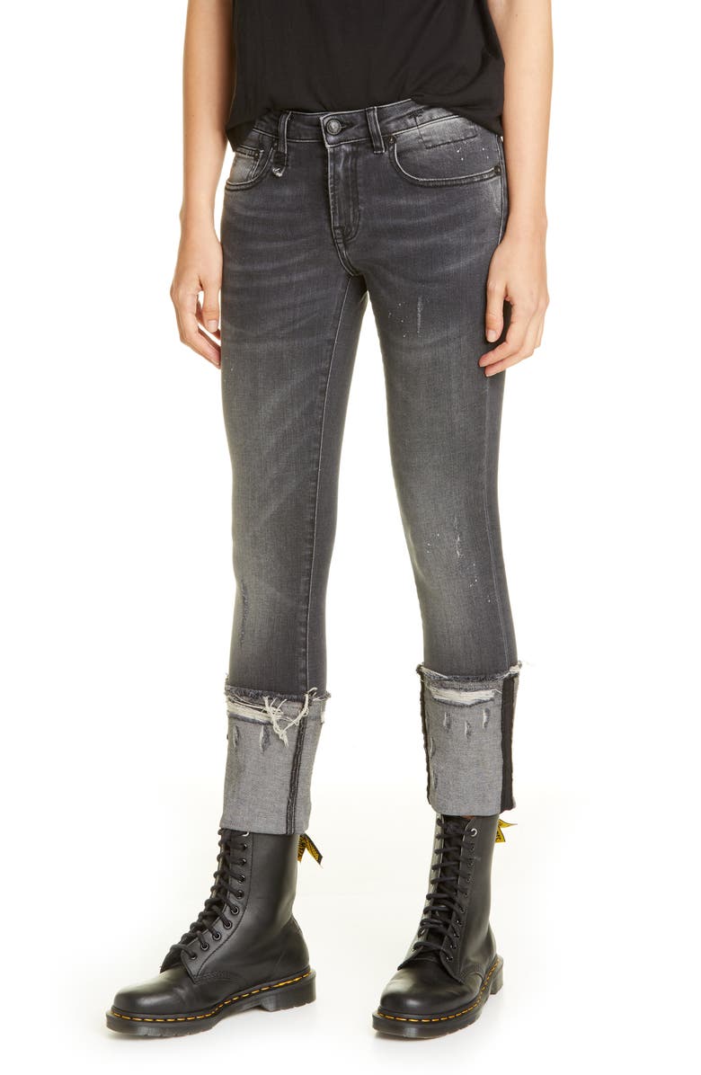 R13 Kate Cuffed Skinny Jeans, Main, color, 
