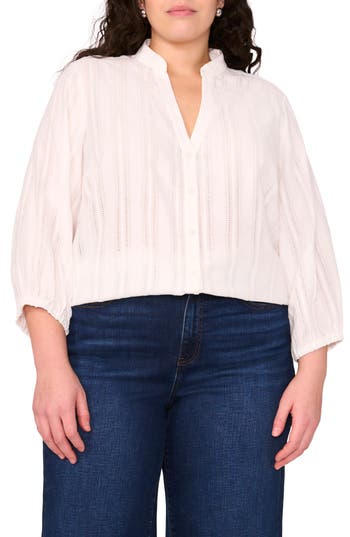 Halogen ® Cotton Button-up Top In White