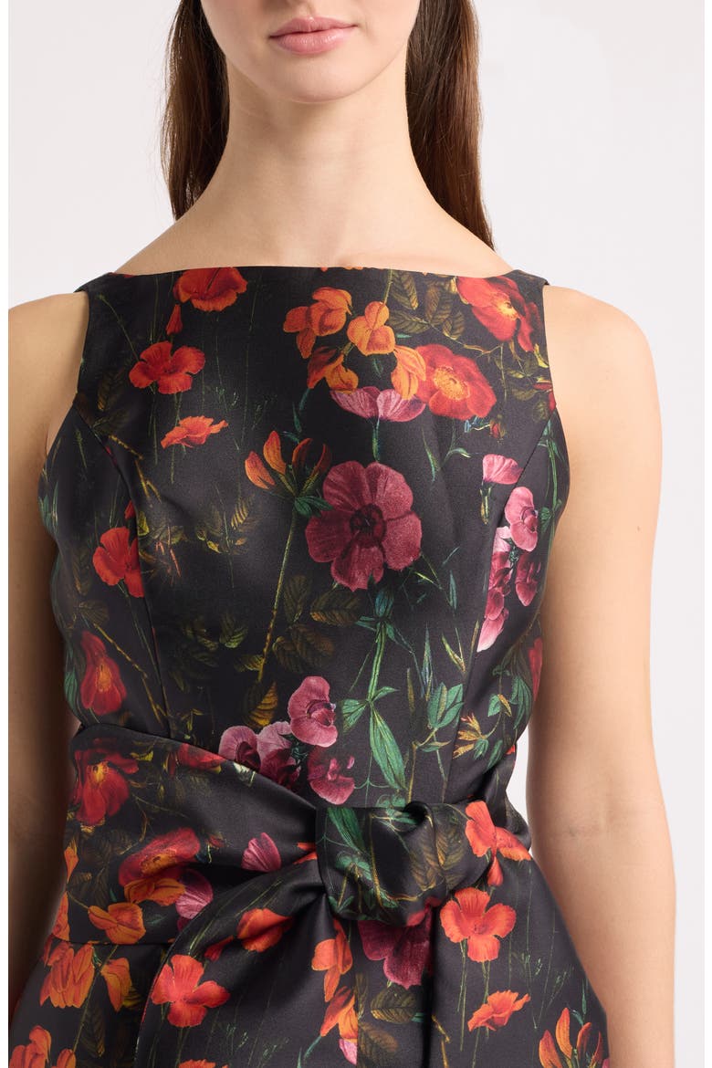 Floral Mikado Cocktail Dress, Alternate, color, BLACK MULTI