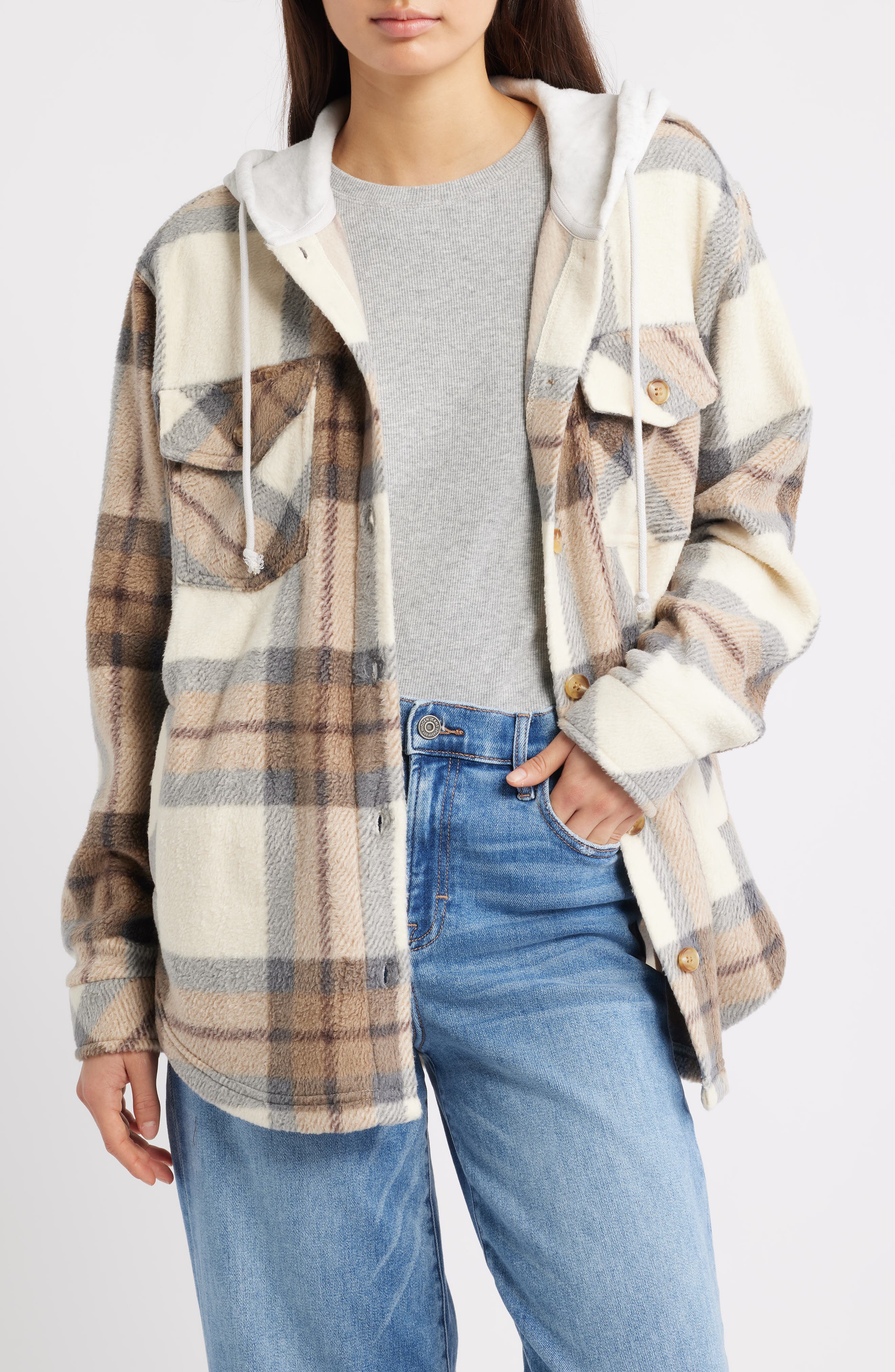 Thread & Supply Hooded Fleece Shacket